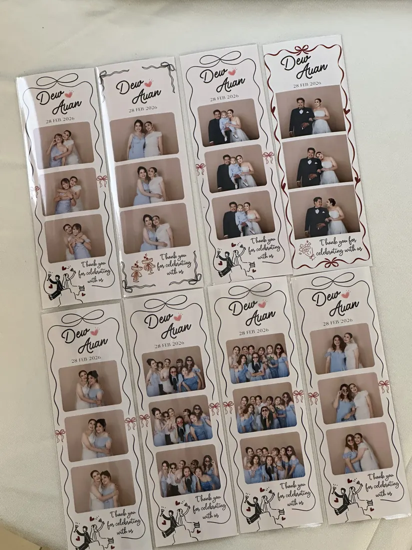 รูปปริ้นแถบ 2x6 กรอบชื่อบ่าวสาวลายเส้น