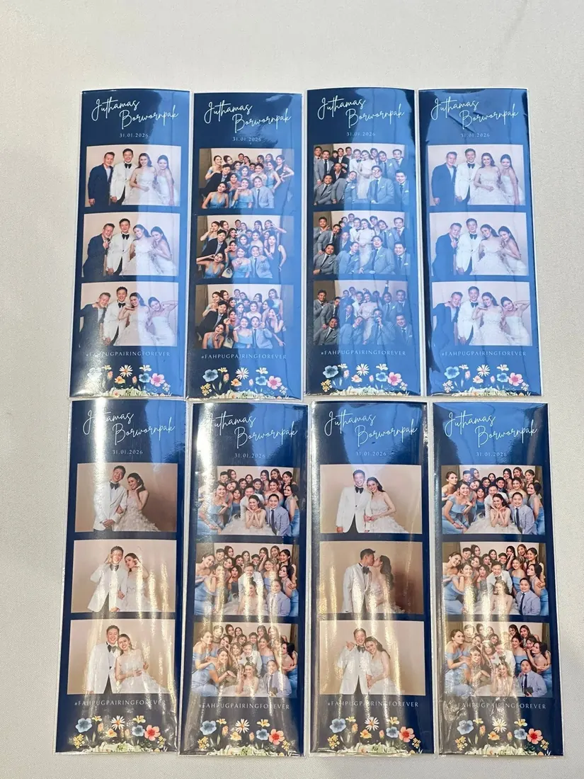 รูปปริ้นแถบ 2x6 สีฟ้าดอกไม้